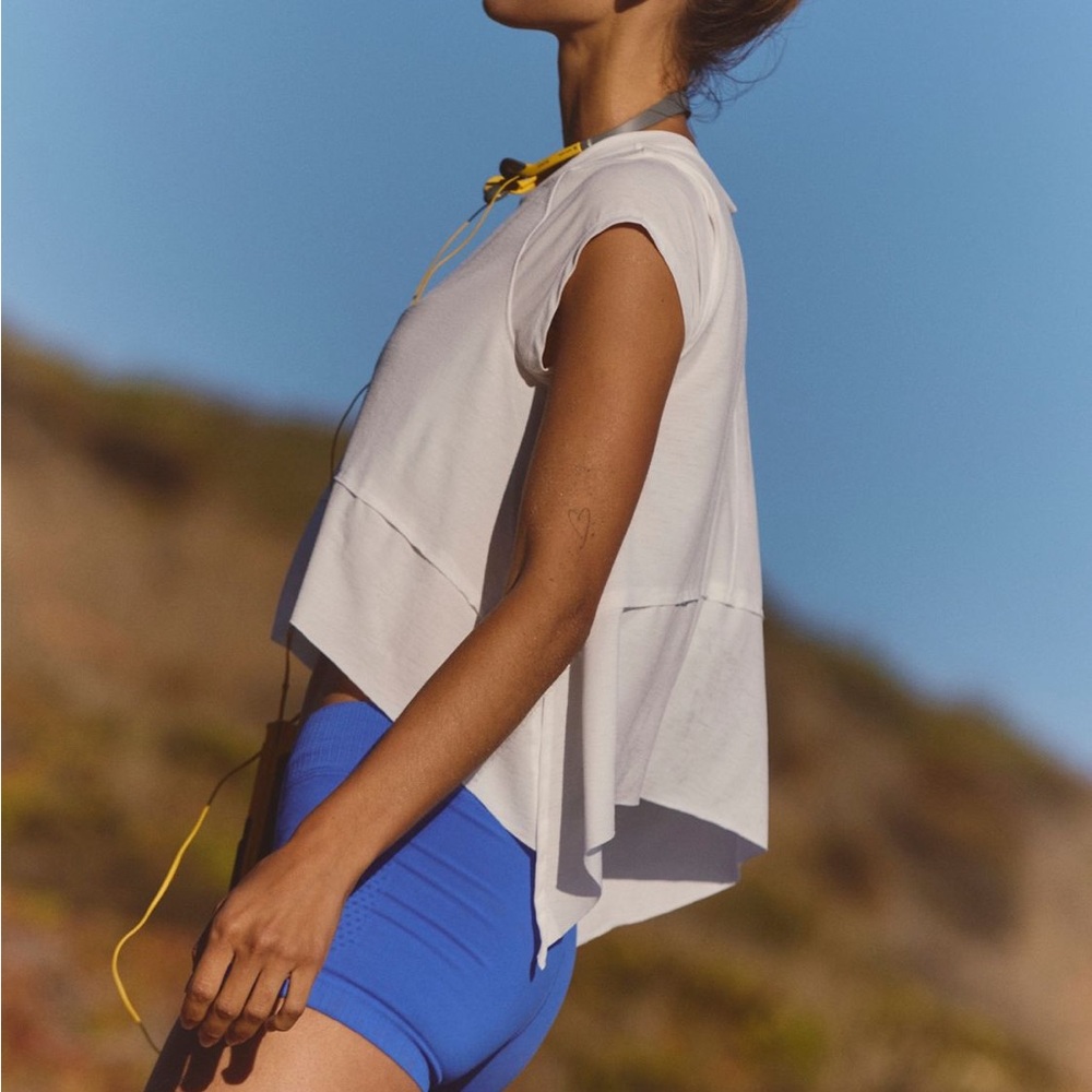FP Movement by Free People White Draped Relaxed Crop Top